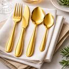Faqueiro Inox Positano Dourado 24 Peças Gastro Luxo - Lyor