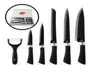Faqueiro Jogo de Facas Profissional Kit 6 Peças Clink Aço Inox Linha Cheff, Com Descascador embalagem em caixa ideal para presente