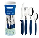 Faqueiro Jogo Kit Talheres Tramontina Ipanema 24 Peças Azul Faqueiro Jogo Kit Talheres Tramontina Ipanema 24 Peças Azul