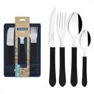 Faqueiro Leme Inox Cabo PP Preto c/ Gaveteiro Tramontina