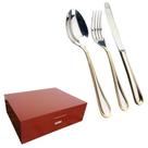 Faqueiro Louvre 130 Peças Aço Inox 18/10 3MM Friso Ouro Com Estojo Fracalanza