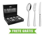 Faqueiro Sonata 101 Peças em Aço Inox com Facas de Mesa Forjadas Acabamento Brilho com Estojo de Madeira Tramontina 66912/214 Faqueiro Sonata 101 Peças em Aço Inox com Facas de Mesa Forjadas Acabamento Brilho com Estojo de Madeira Tramontina 66912/214