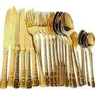 Faqueiro Talheres de Luxo Dourado Trabalhado 24Un