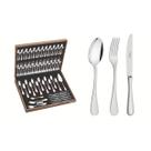 Faqueiro Tramontina Aço Inox 76 Peças Classic com Estojo de Madeira e Facas de Mesa Forjadas