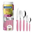 Faqueiro Tramontina Inox C/ Pote Plástico Ipanema 30 Pç Rosa