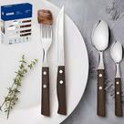 Faqueiro Tramontina Tradicional 24 Peças Aço Inox Cabo Madeira Original Com NF Para Churrasco e Jantar