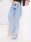 Faraya Jeans Calça Flare Clara Marmorizada Cintura alta com lycra modela bumbum Faraya Jeans Calça Flare Clara Marmorizada Cintura alta com lycra modela bumbum