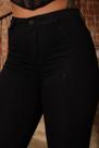 Faraya Jeans Calça Flare Preta com strass/brilho aplicação Cintura alta com lycra modela bumbum tendência rodeio - 42