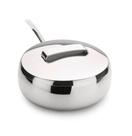 Farinheira Grande 600g De Aço Inox Com Colher Açucareiro Mesa Multiuso Queijo Ralado Tempero Condimentos