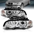 Faróis AmeriLite BMW E46 1999-2001 Conjunto Halo Cromado