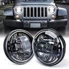 Faróis redondos LED 7" Xprite com anel halo preto