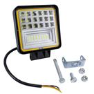 Farol Auxiliar Quadrado 42 Super Leds Cristal Bivolt 30W 6000K Duas Funções Farol Seta Carcaça Aluminio