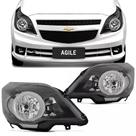 Farol Chevrolet Agile Montana Foco Duplo 2009 2010 2011 2012 2013 2014 Máscara Negra