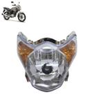 Farol Completo CG 150 Titan 2009 2010 Máscara Cromada Cristal Lisa Acrílico Pisca Âmbar