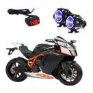 Farol de Milha Angel Eye U7 Azul para Moto Kawasaki ER 6N 650CC 2010 2011 2012 2013