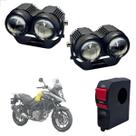 Farol de Milha Auxiliar Neblina Led 20w 12v + Botão On/ Off Usb DL 1000 V-Strom 2003 até 2009