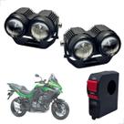 Farol de Milha Auxiliar Neblina Led 20w 12v + Botão On/ Off Usb Versys 300 2017 até 2024