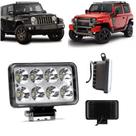 Farol de milha auxiliar retangular 8leds 24w universal cinoy