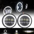 Farol de neblina SKUNTUGUANG LED de 4,5 polegadas com olhos de anjo para motocicleta Farol de neblina SKUNTUGUANG LED de 4,5 polegadas com olhos de anjo para motocicleta