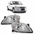 Farol Dianteiro Celta 2007 2008 2009 2010 2011 2012 2013 2014 2015 Máscara Cromada Lente Lisa Acrílico Carcaça Preta