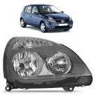 Farol Dianteiro Clio 2003 2004 2005 2006 2007 2008 2009 2010 2011 2012 Máscara Cinza Lisa Acrílico Foco Duplo