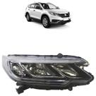 Farol Dianteiro Crv 2015 2016 2017 Led Máscara Negra Friso Cromado Lente Lisa Acrílico