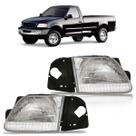 Farol Dianteiro F150 1997 1998 1999 2000 2001 2002 2003 Máscara Cromada Lente Estriada Acrílico