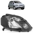 Farol Dianteiro Fox 2003 2004 2005 2006 2007 Máscara Negra Lisa Acrílico Carcaça Preto Pisca Cúpula Cristal