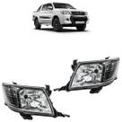 Farol Dianteiro Hilux SR 2012 2013 2014 2015 Máscara Negra Lente Lisa Acrílico