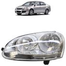 Farol Dianteiro Jetta 2005 2006 2007 2008 2009 2010 Máscara Cromada Lisa Acrílico Foco Duplo carcaça Preta