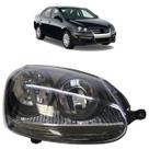 Farol Dianteiro Jetta 2005 2006 2007 2008 2009 2010 Máscara Negra Lisa Acrílico Friso Cromado