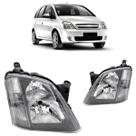 Farol Dianteiro Meriva 2002 2003 2004 2005 2006 2007 2008 2009 2010 2011 2012 Máscara Negra Lente Lisa Acrílico Carcaça Preta