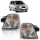 Farol Dianteiro Picanto 2005 2006 2007 2008 Máscara Cromada Lisa Acrílico