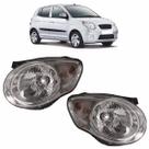Farol Dianteiro Picanto 2009 2010 2011 Máscara Cromada Lente Lisa Acrílico