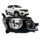 Farol Dianteiro Renault Kwid 2017 2018 2019 2020 2021 Manual Com Friso Preto