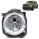 Farol Dianteiro Renegade 2015 2016 2017 2018 Máscara Cromada Lisa Acrílico Regulagem Foco Elétrico