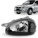 Farol direito corsa hatch 1994 a 2002 mascara negra vidro