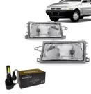 Farol fiat uno 1991 ate 2003 lente raiada e super led (par)