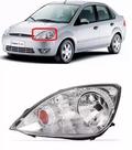 Farol Fiesta Hatch Sedan Cromado 2003 04 2005 2006 Esquerdo