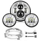 Farol LED para motocicleta e kit de faróis de neblina Nilight 7" + 4,5"