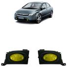 Farol Milha Auxiliar New Civic LXS ESX 2006 2007 2008 Neblina Âmbar Lisa Vidro