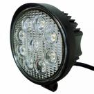 Farol Milha Auxiliar Redondo 9 Leds Branco 27W 9 a 48V Trator Máquina Agrícola