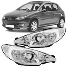 Farol peugeot 206 03/10 liso simples par