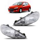 Farol Peugeot 206 1999 A 2001 Cromado Lente Raiada