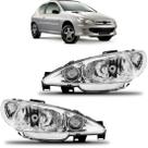 Farol Peugeot 206 2003/ Cromado Lente Lisa Foco Simples