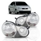 Farol Polo Hatch Sedan 2003 2004 2005 2006 Máscara Cromada