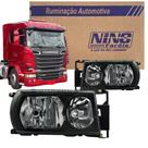 Farol Principal para Scania PGR / S5 - Máscara Negra Black - 2011 a 2018 (Adaptável em 124 - 1998 a 2010)