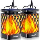 Farol Solar TomCare para Exteriores Resistente al Agua con Llama Parpadeante Paquete de 2