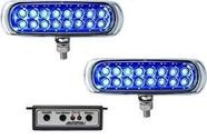 Farol Strobo Estrobo Safetycar Luz Milha Slim Led Azul Carcaça Cromada Par