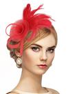 Fascinator Zinniday Red Feather Flower Victoria década de 1920 e 50